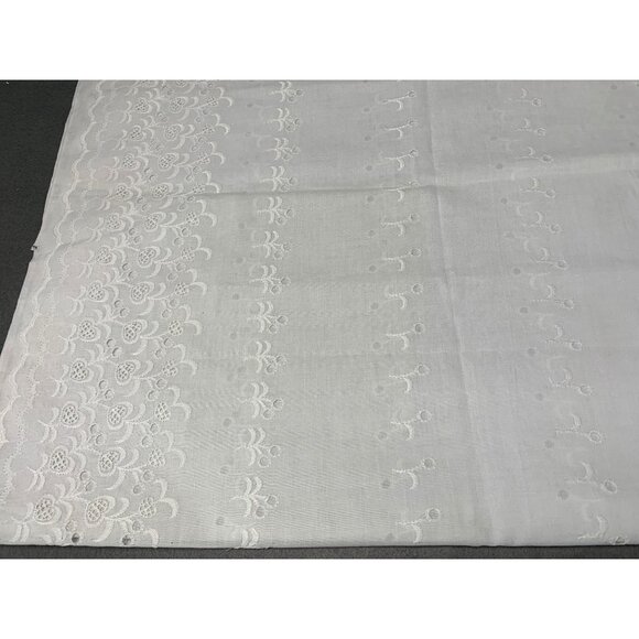 White Embroidered Lace Cotton Fabric 1 yard x 44" wide Floral Pattern - Picture 2 of 5
